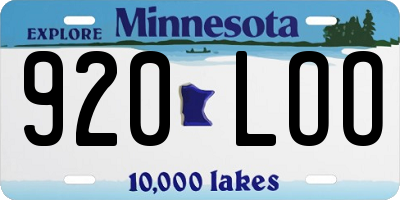MN license plate 920LOO