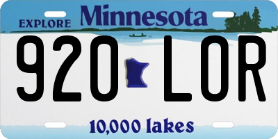 MN license plate 920LOR