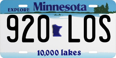 MN license plate 920LOS