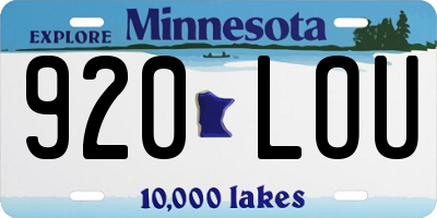 MN license plate 920LOU