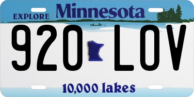 MN license plate 920LOV