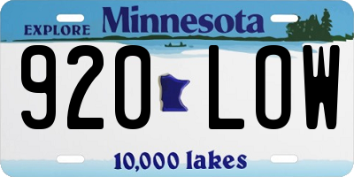 MN license plate 920LOW