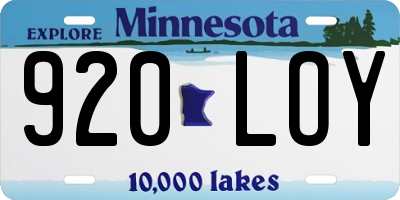 MN license plate 920LOY
