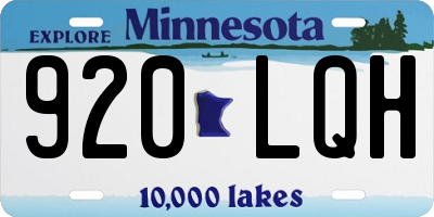 MN license plate 920LQH