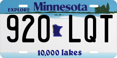 MN license plate 920LQT