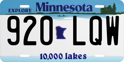 MN license plate 920LQW