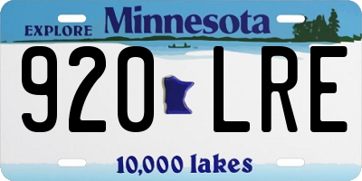 MN license plate 920LRE
