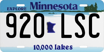 MN license plate 920LSC