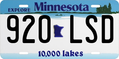 MN license plate 920LSD