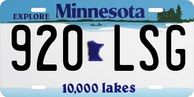 MN license plate 920LSG