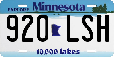 MN license plate 920LSH