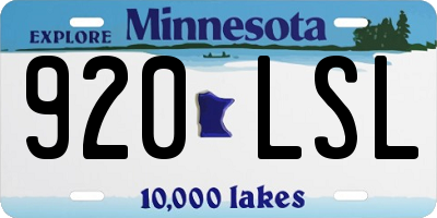 MN license plate 920LSL