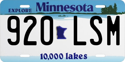 MN license plate 920LSM