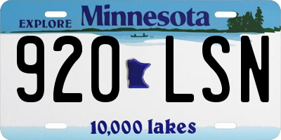 MN license plate 920LSN