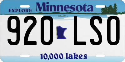 MN license plate 920LSO