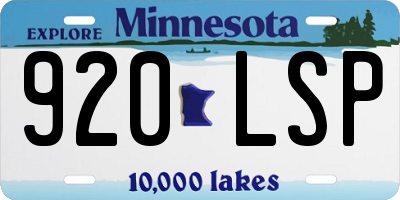 MN license plate 920LSP