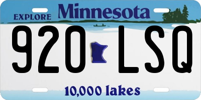 MN license plate 920LSQ