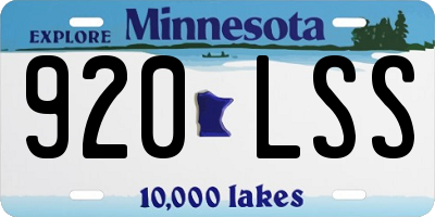 MN license plate 920LSS