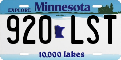 MN license plate 920LST