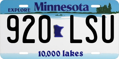 MN license plate 920LSU