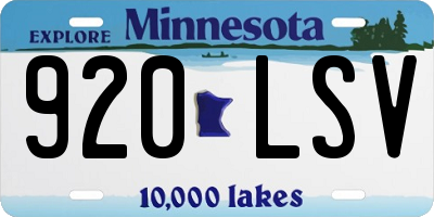 MN license plate 920LSV