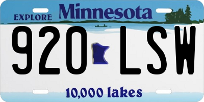 MN license plate 920LSW