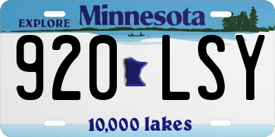 MN license plate 920LSY