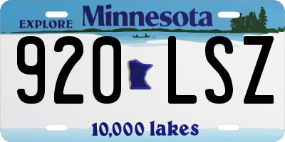 MN license plate 920LSZ
