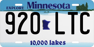 MN license plate 920LTC