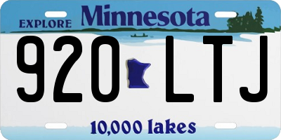 MN license plate 920LTJ