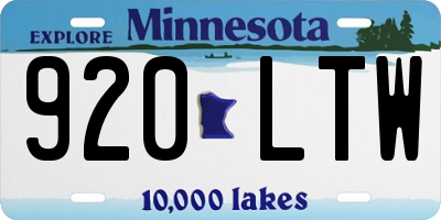 MN license plate 920LTW