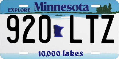MN license plate 920LTZ
