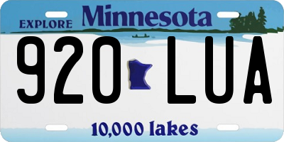 MN license plate 920LUA