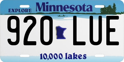 MN license plate 920LUE