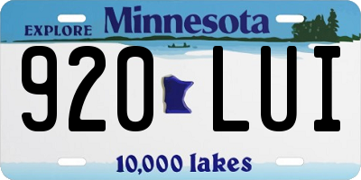 MN license plate 920LUI