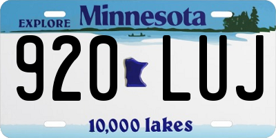 MN license plate 920LUJ