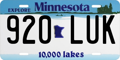 MN license plate 920LUK