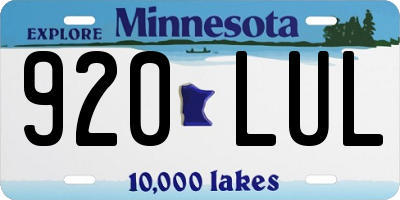MN license plate 920LUL