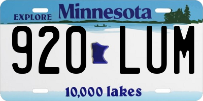 MN license plate 920LUM