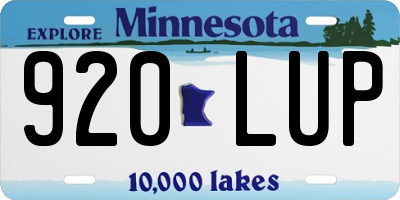 MN license plate 920LUP