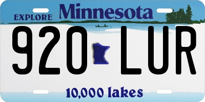 MN license plate 920LUR
