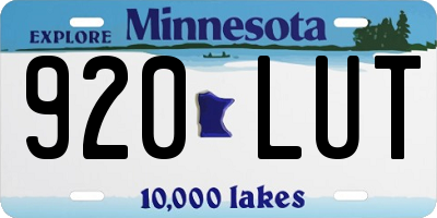MN license plate 920LUT