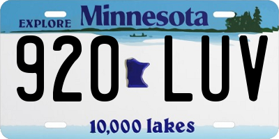 MN license plate 920LUV