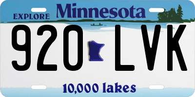 MN license plate 920LVK