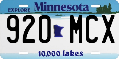 MN license plate 920MCX