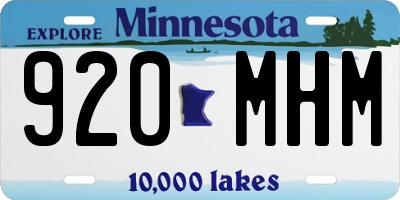 MN license plate 920MHM