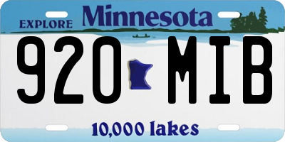 MN license plate 920MIB