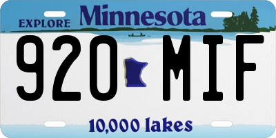 MN license plate 920MIF