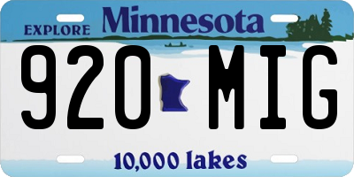 MN license plate 920MIG