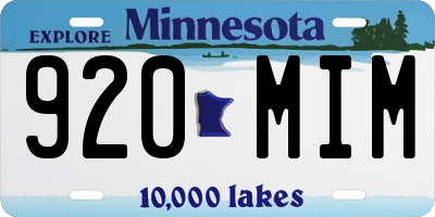 MN license plate 920MIM